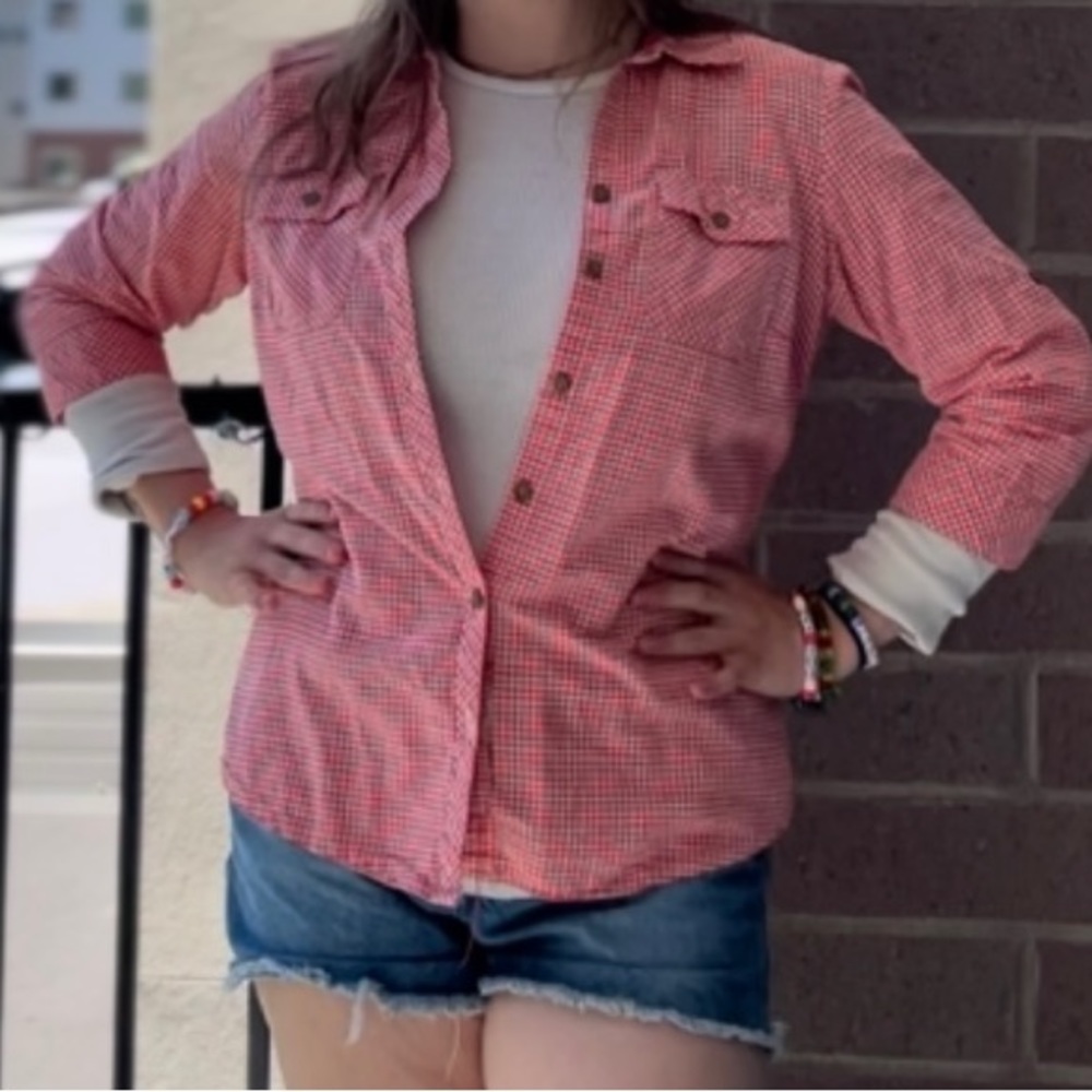 Red plaid button down